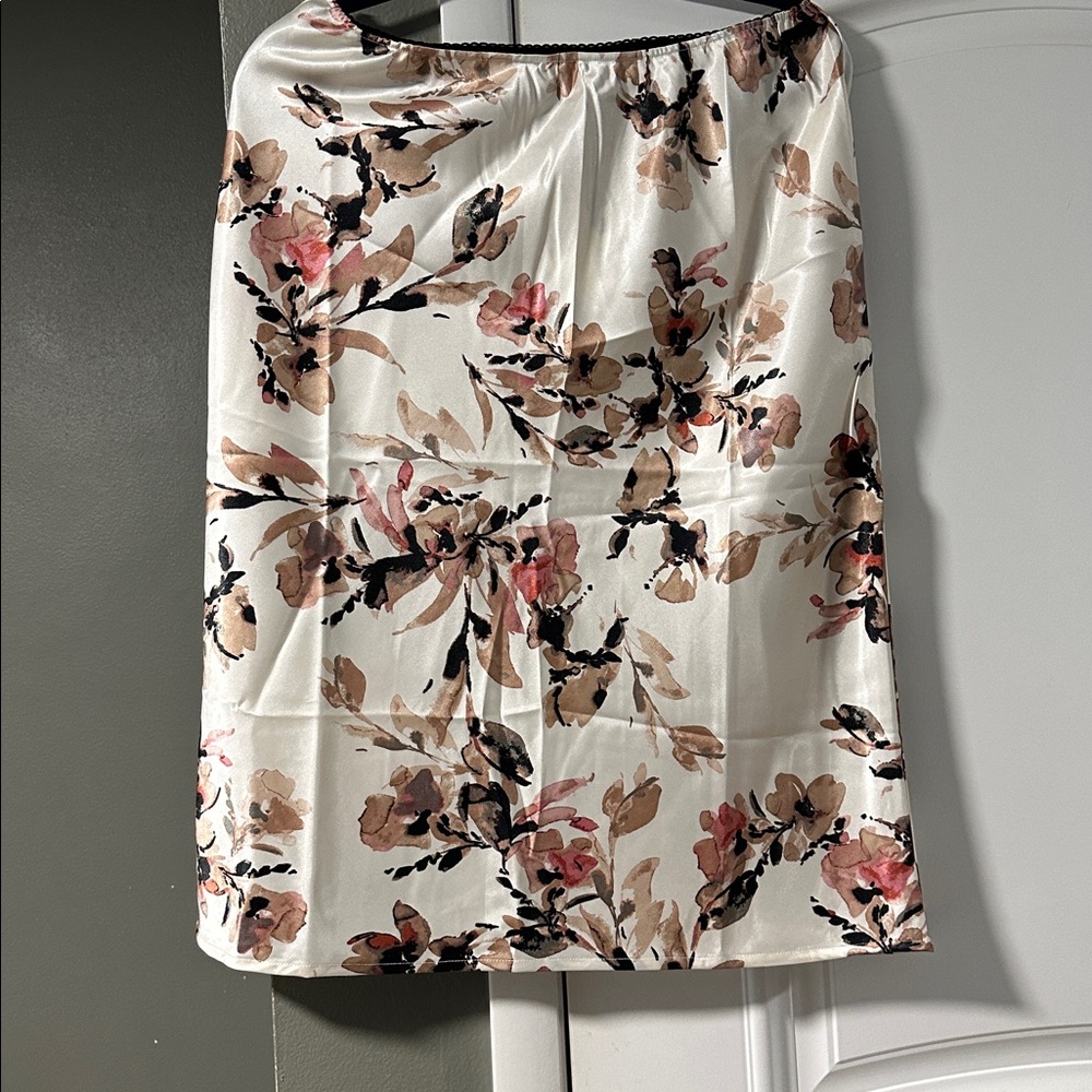 Floral Satin Skirt